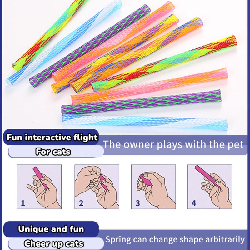 Tnfeeon Cat Spring Tube Toy, 10Pcs Freely Folding Spring Shape Multi Bouncing Toy Fun Pet Action Interactive Toys - Image 4